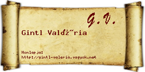 Gintl Valéria névjegykártya